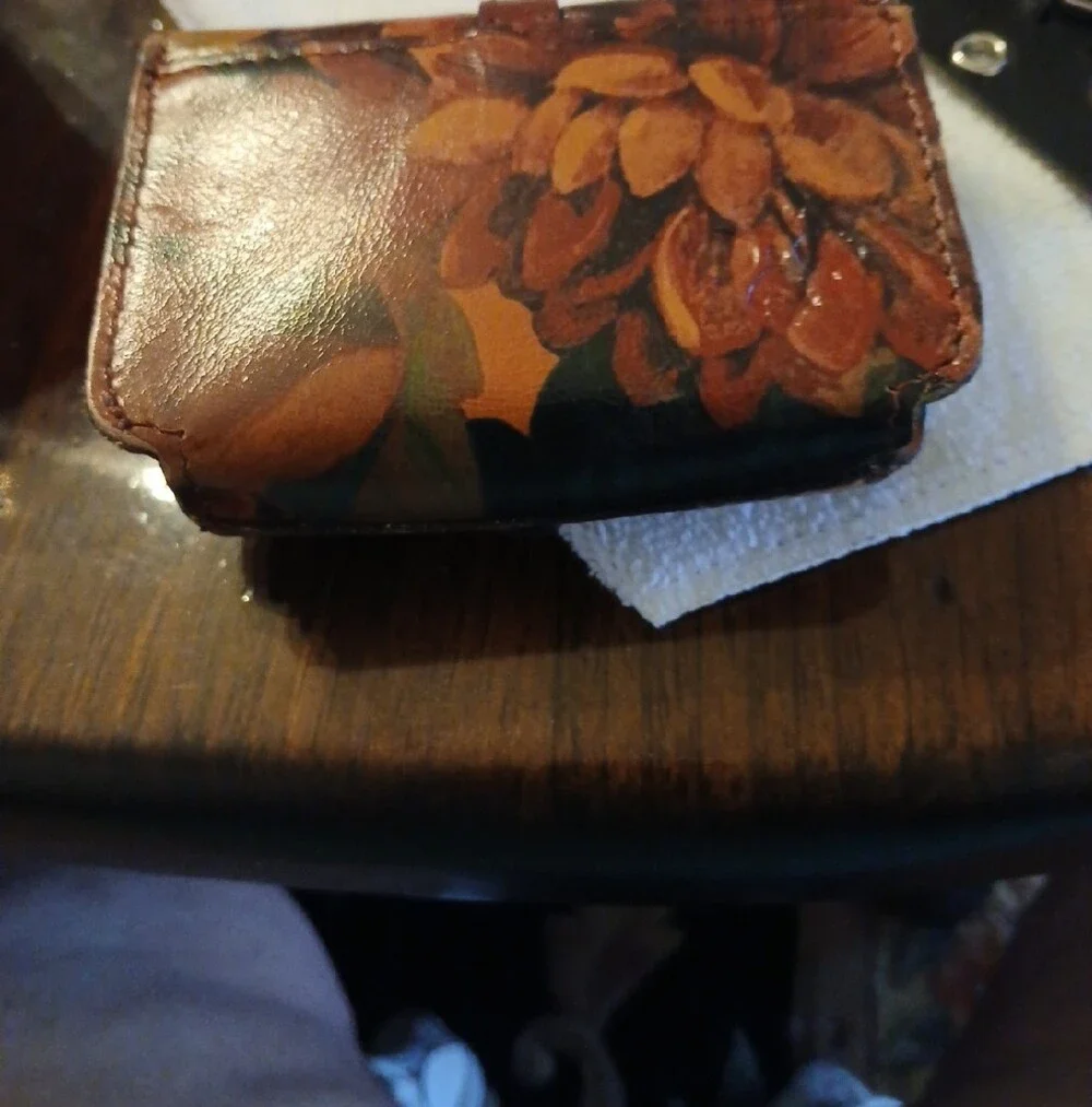 Patricia NashVintage Floral Leather Coin Purse - Brown/Green